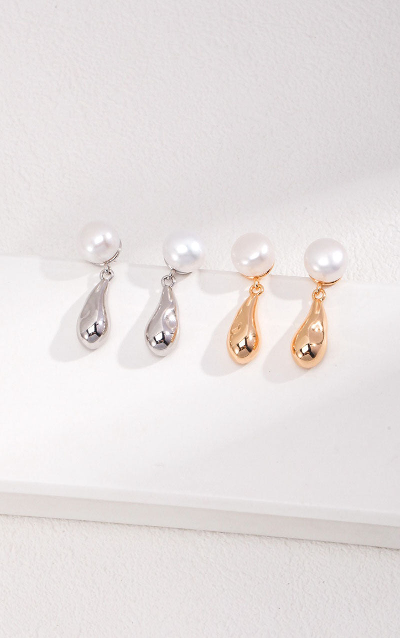 18K GOLD WATER DROP PEARL EARRING