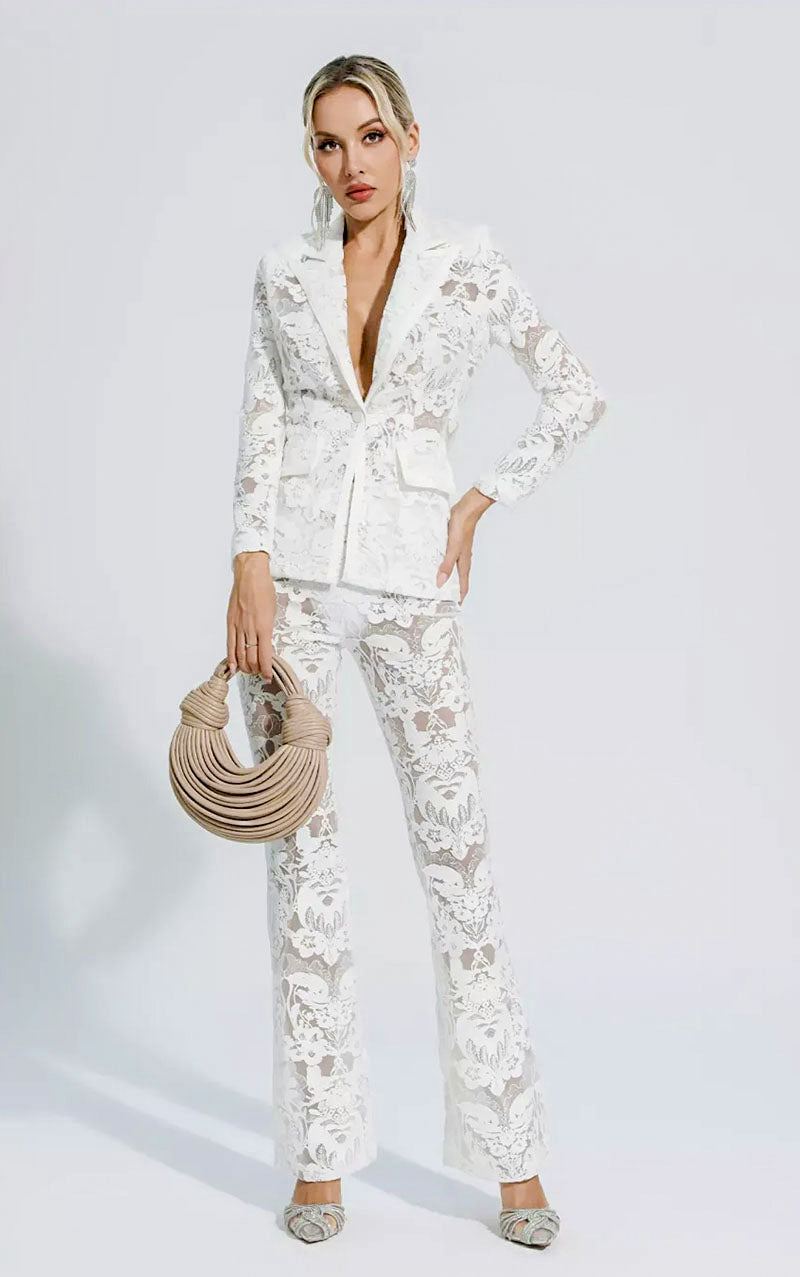 CAMILLA LACE SUIT SET - WHITE