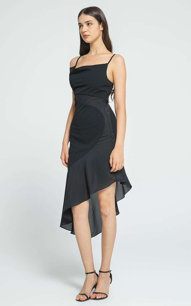 XENIA MESH MAXI DRESS - BLACK